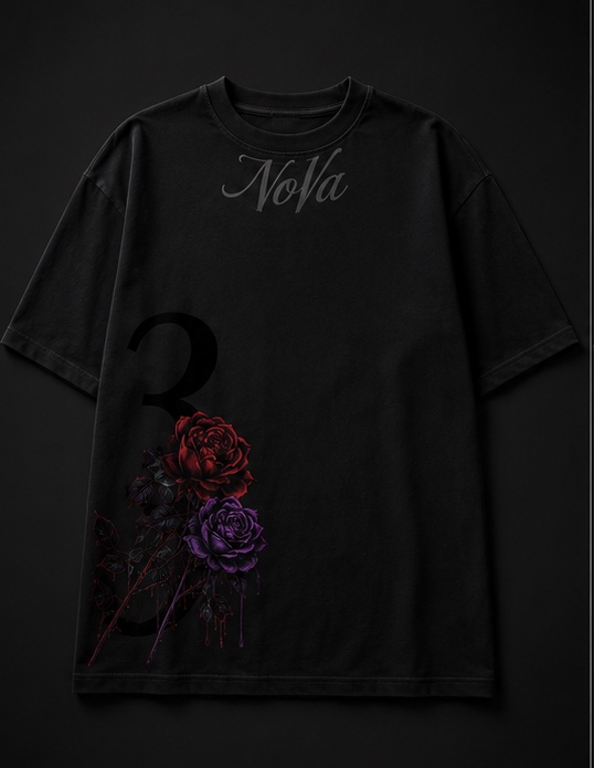 NoVa 3 Roses Tee — Black